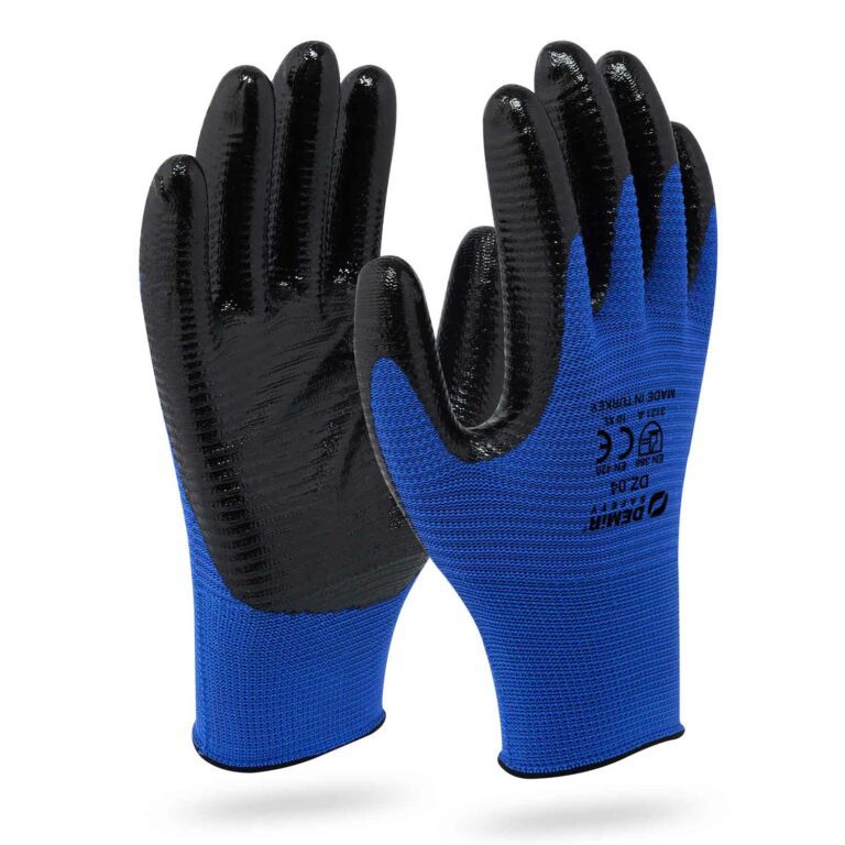 Arbeitshandschuhe Zebra Blau/Schwarz - Rutschhemmend, ideal für festen Griff und Komfort 12 er Packung