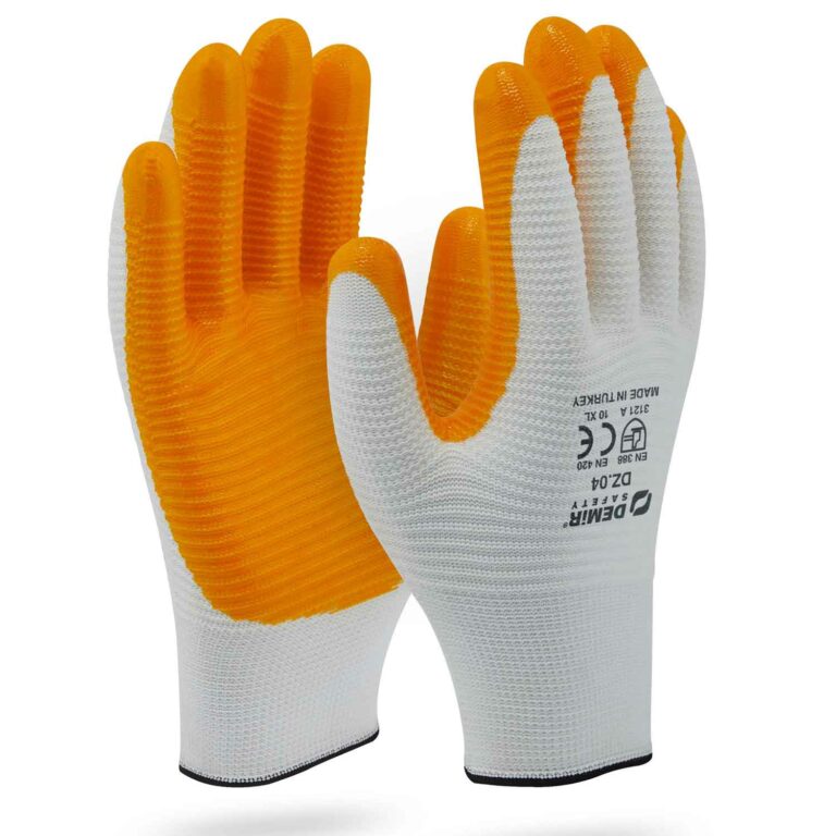 Arbeitshandschuhe Orange Weiß - Zebra-Ausführung, antirutsch und strapazierfähig 240 er Karton