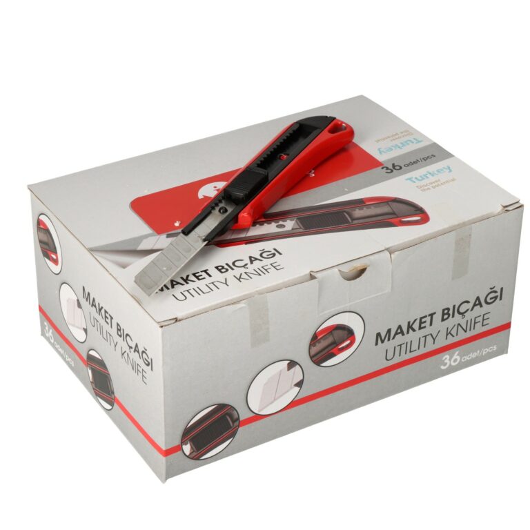 CUTTER MESSER  Metallgriff 18mm  Rot Schwarz 36 ER PACKUNG